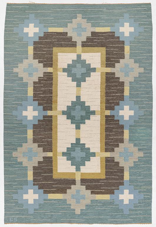 Rug, flat weave, signed GS, approx. 300 x 200 cm.