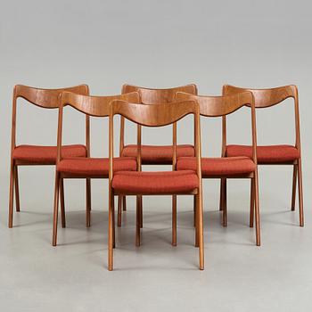 A set of six chairs by Albin Johansson & sons, Hyssna, 1950s/60s.