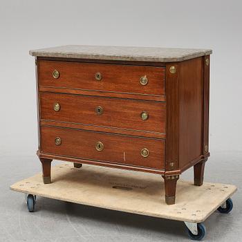 A late 19th Century Gustavian style mahogany chest of drawers.