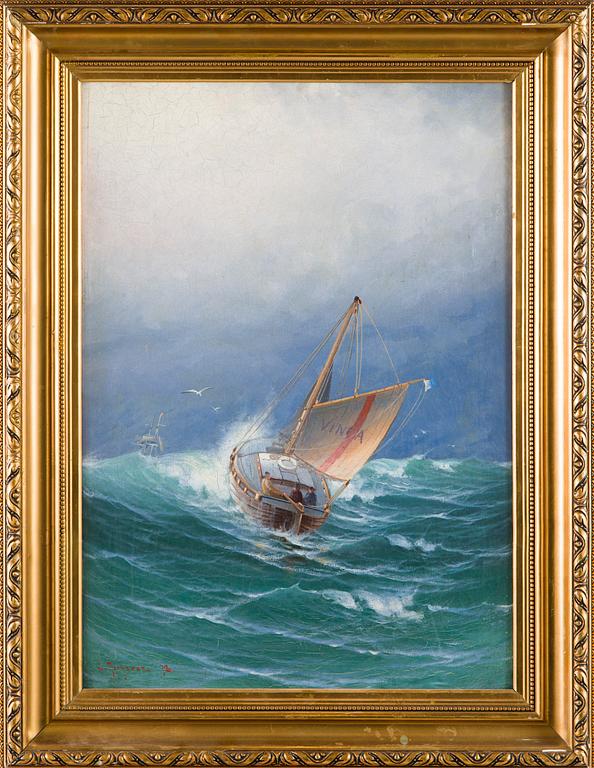 Ludvig Richarde, Ships in a Stormy Sea.