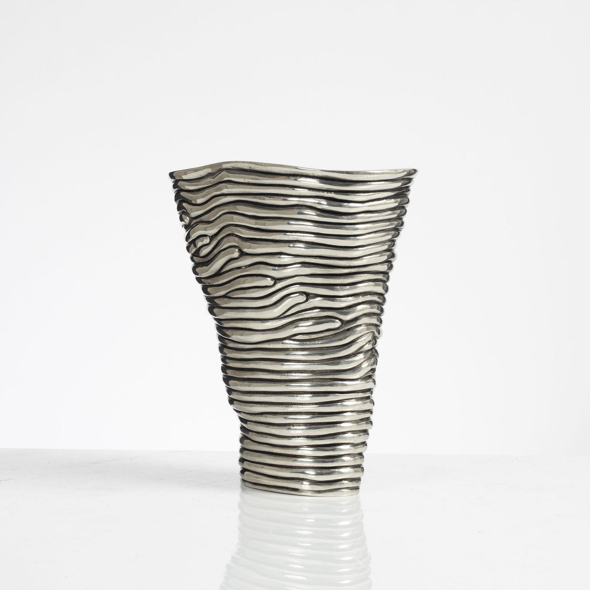 Annika Jarring, a pewter vase, "Randig", Svenskt Tenn, Stockholm 2009.