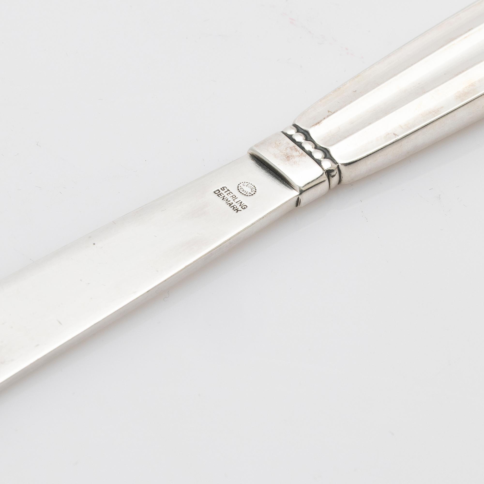Johan Rohde, Butter knives, 6, sterling silver, “Konge” / “Acorn”, Georg Jensen, Denmark, after 1945.