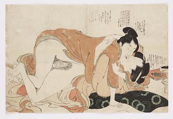 Utamaro, Three shunga woodblock prints by Utamaro (1753-1806).
