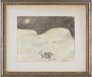 NILS NILSSON SKUM, färgkrita, sign. o dat. 1945.