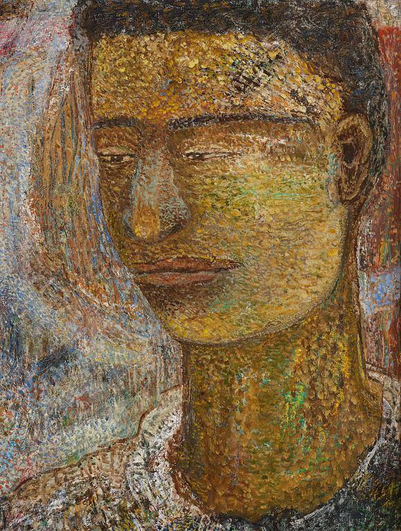 Jayashree Chakravarty, "Affection", signed and dated 1987 verso.