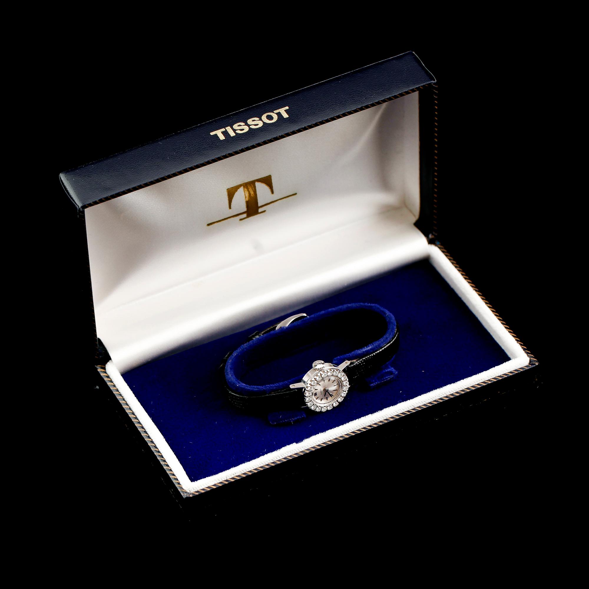 ARMBANDSUR, Tissot, 18 k vitguld, briljantslipade diamanter.