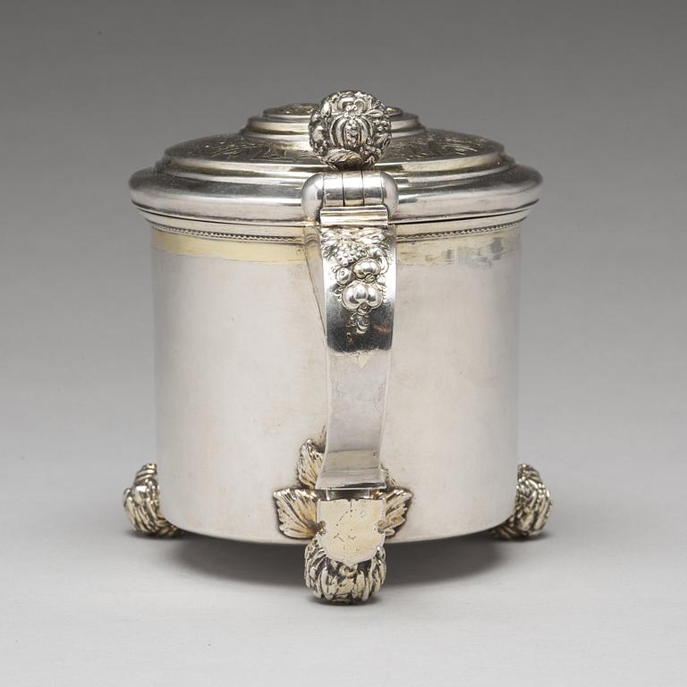 Michel Beck, dryckeskanna, silver, Stockholm (verksam -1630-1673). Barock.