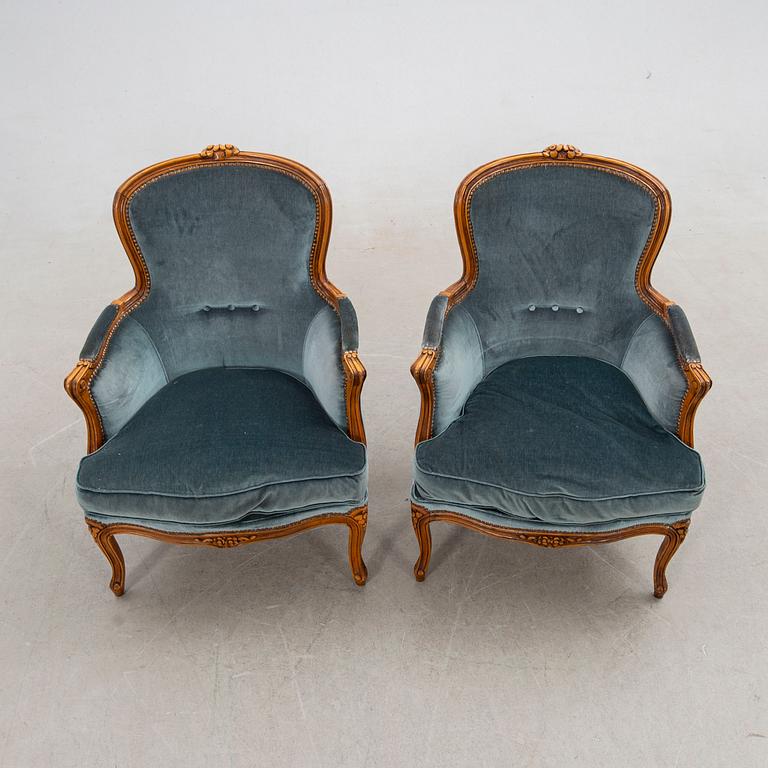 Fåtöljer ett par Louis XV-stil 1900-talets mitt.