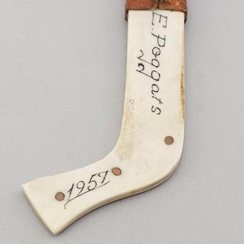 E POGGATS (Elias Poggats), knife, signed and dated 1957.