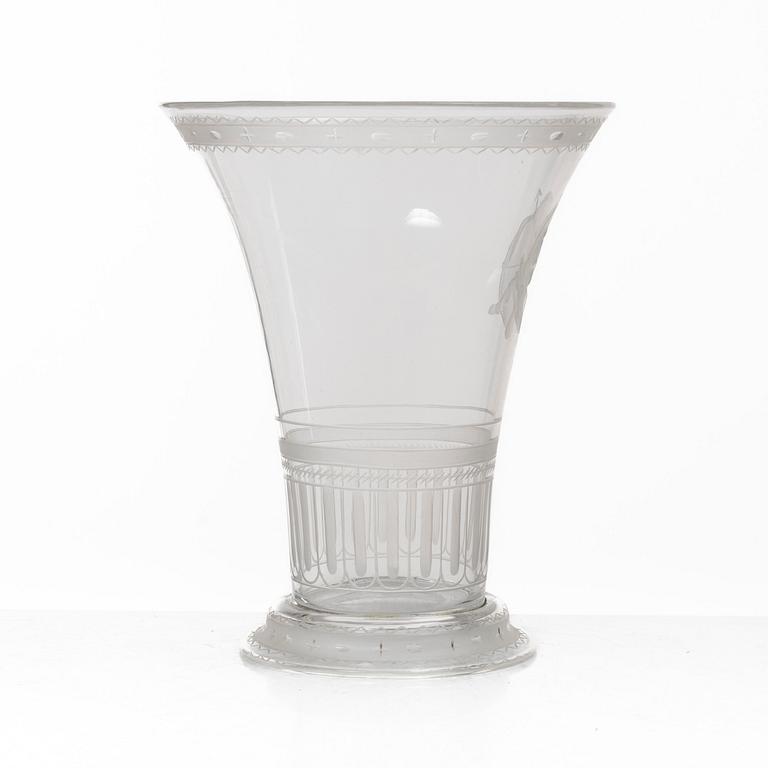 Simon Gate, vas, graverat glas, Orrefors, modell G 171, 1920-tal.