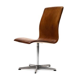 Arne Jacobsen, a cognac coloured leather 'Oxford' chair, Fritz Hansen Denmark, 1950-60s.