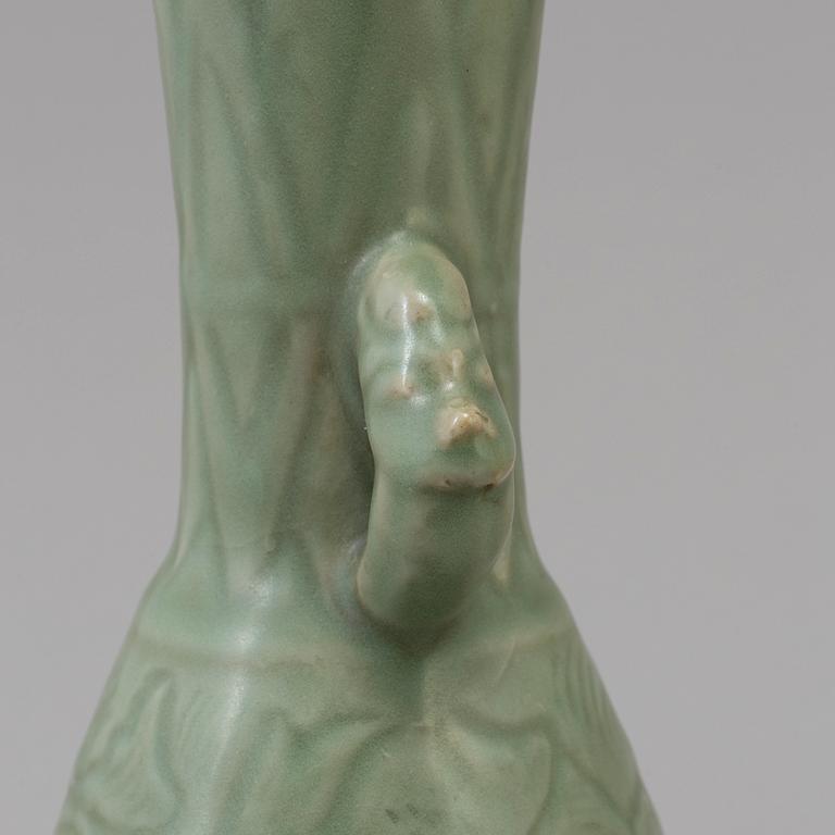 A celadon glazed vase, Qingdynasty, presumably 19th Century.