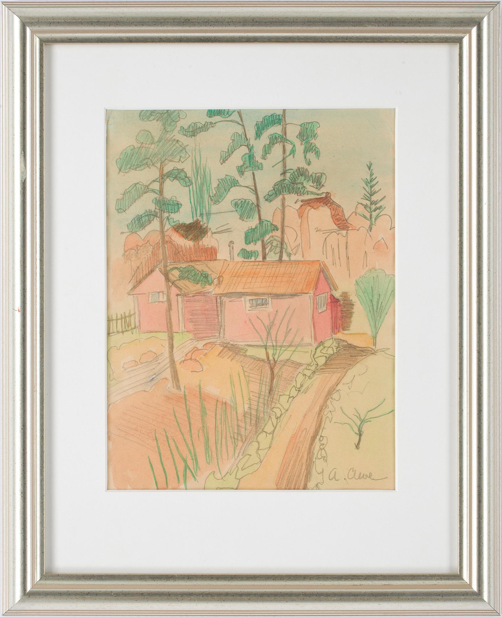 AGNES CLEVE, blandteknik på papper, signerad.