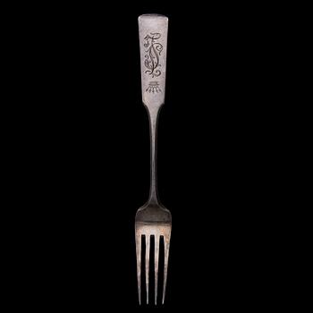 GAFFLAR, 6 st, silver, Ryssland 1900-talets början. Vikt 288 g.