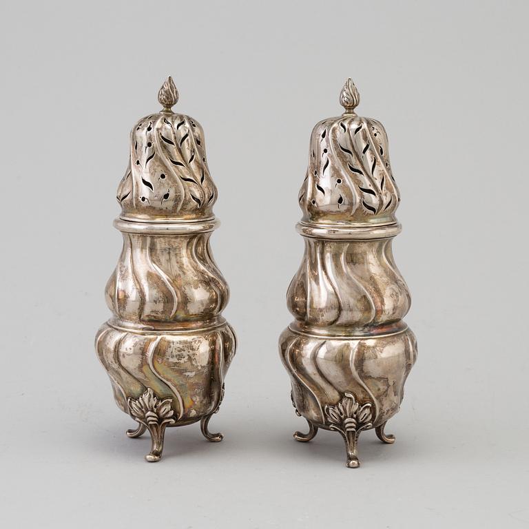 ANTON MICHELSEN, a pair of sterling silver sugar shakers from Copenhagen, Denmark, 1908-20.