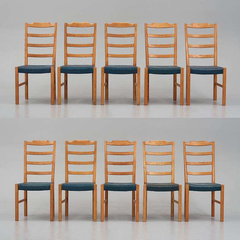 Axel Larsson, a set of 6+4 'Thule' chairs, Svenska Möbelfabrikerna Bodafors for PUB, Sweden, 1937.
