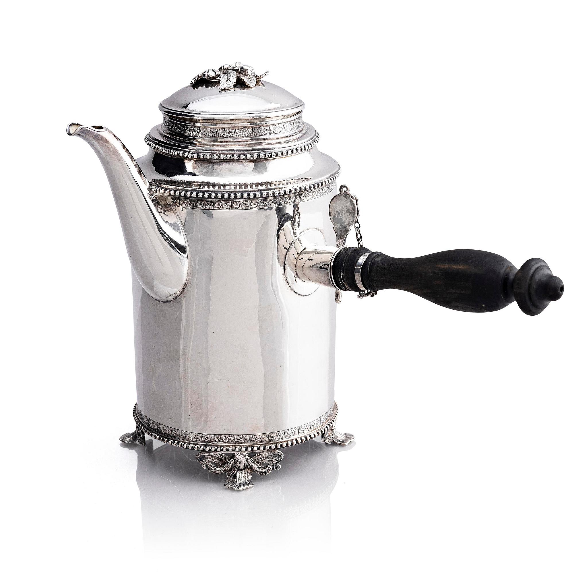 A Swedish Gustavian 18th century silver coffee-pot, mark of Petter Eneroth, Stockholm 1789.