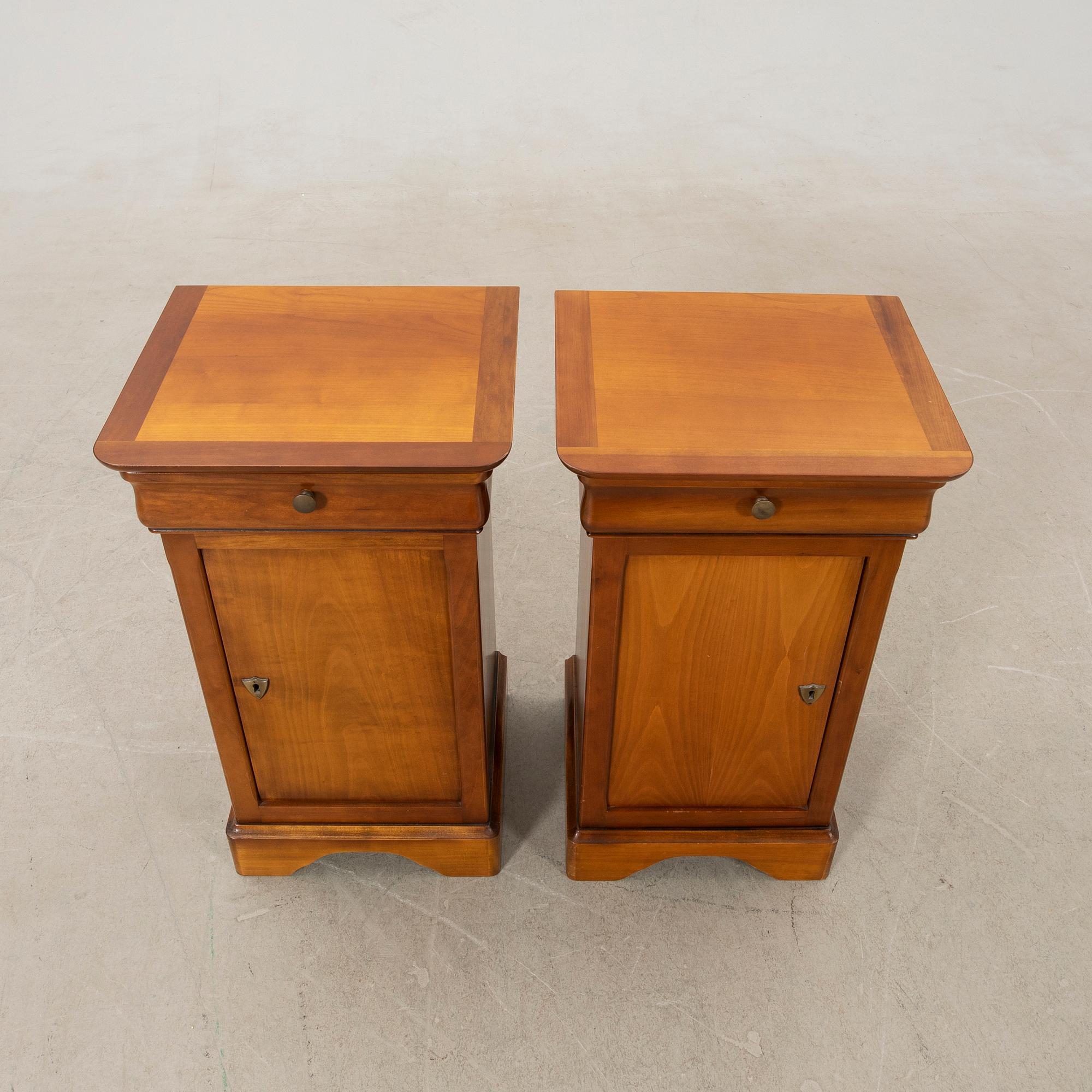 Bedside tables, a pair, Grange, France, late 20th century.