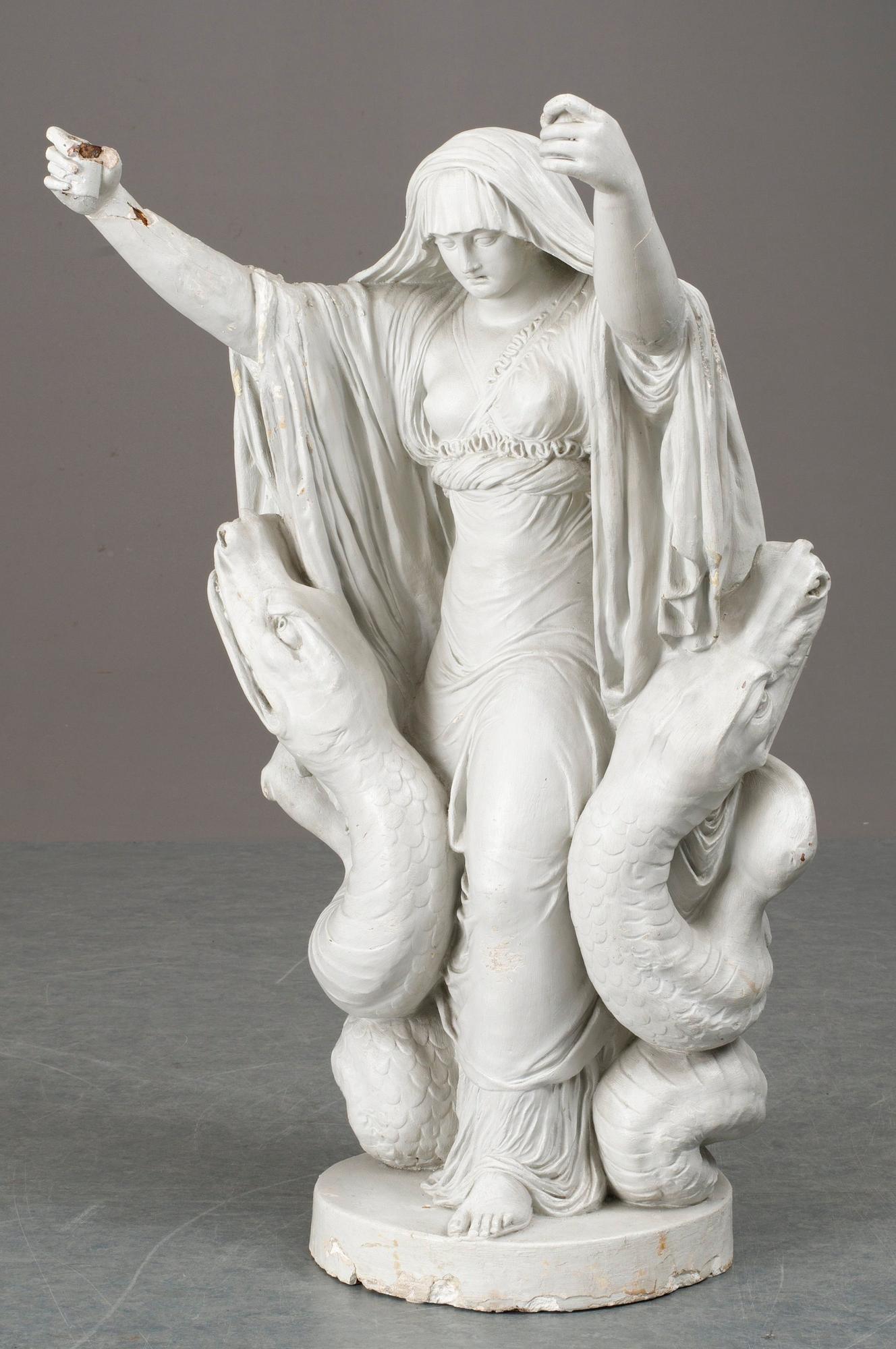 A late 18th century plaster sculpture/candelabra after the model by J. T. Sergel.