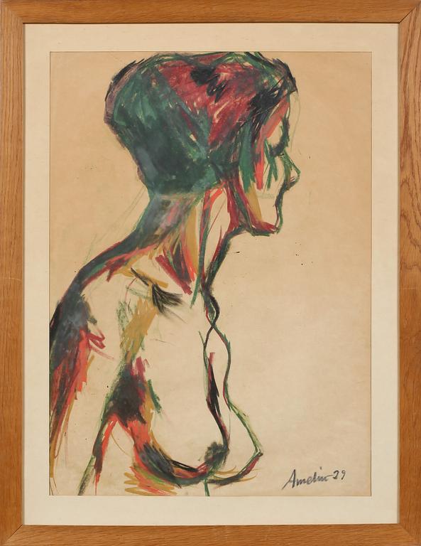 ALBIN AMELIN, pastell, signerad och daterad -29.