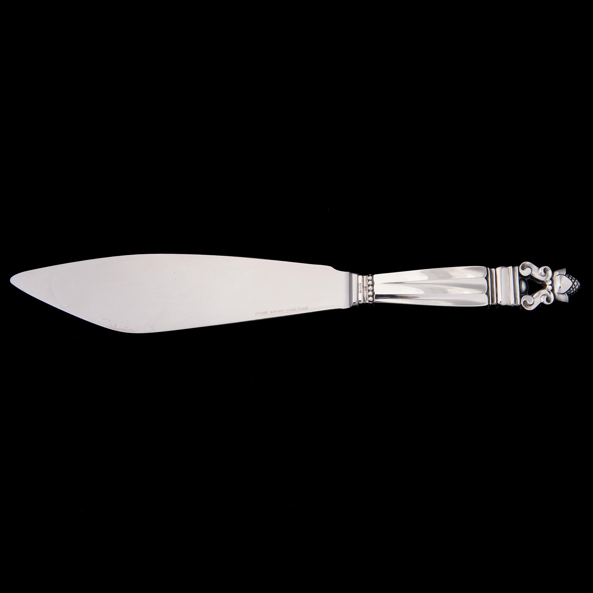 A Danish sterling silver cake server for Georg Jensen, 'Konge/Acorn', Swedish control marks. Steel blade.