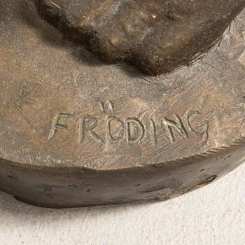 Jonas Fröding, sculpture, Standing model with apple.