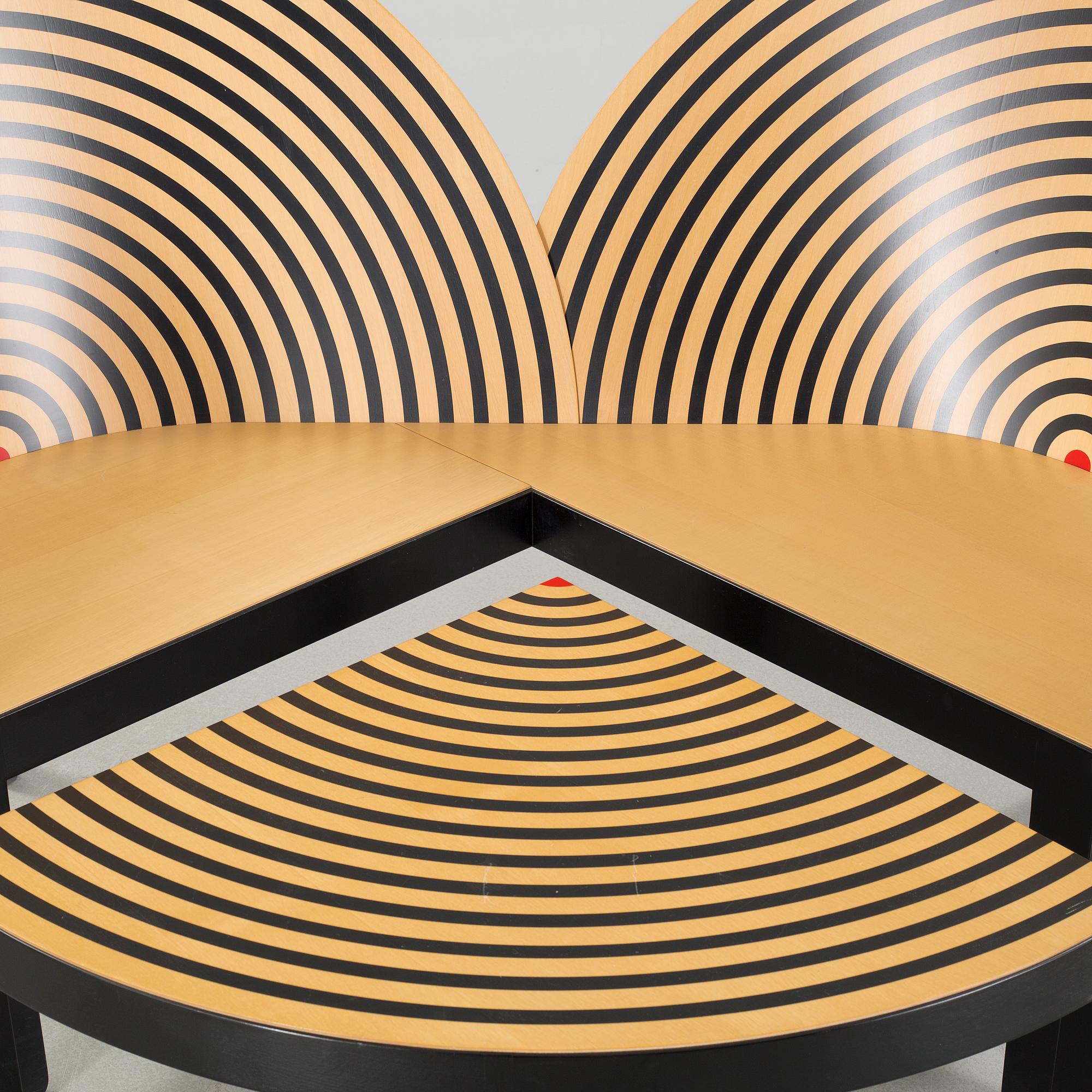 A bench and a table called "Bench for two" / 2600 & 2601, designed approx 1989 by Nanna Ditzel, by Frederica Stolefabrik.