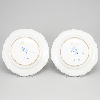 TALLRIKAR, två stycken, fajans. Marieberg, Ehrenreichs period 2/9 (17)66.