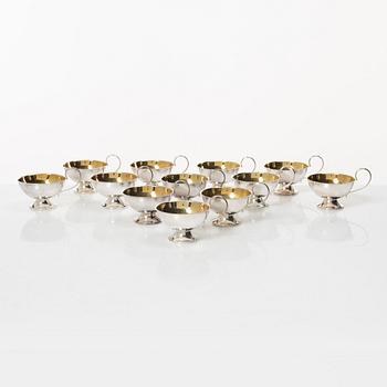 Punch mugs, 12 pcs, silver, Cesons, Gothenburg 1970s.