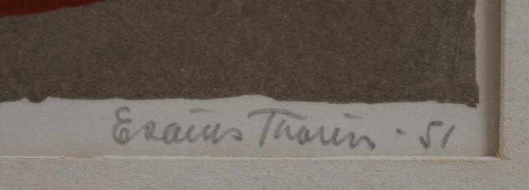 THORÉN, ESAIAS, färglitografi, sign, provtryck. Dat -51.