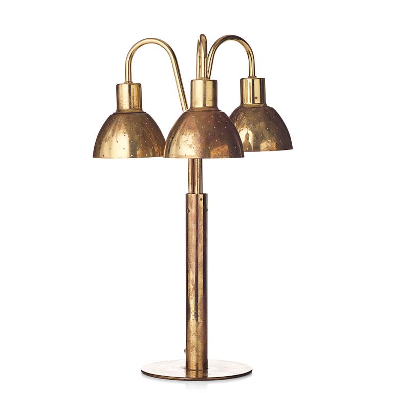 Hans-Agne Jakobsson, a brass three light table lamp, Markaryd Sweden, modell B211.