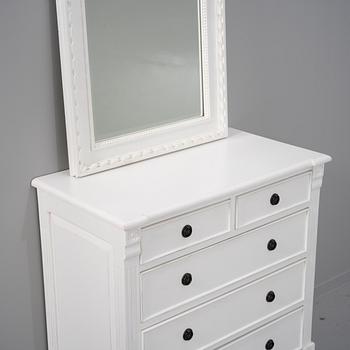 Chest of drawers and mirror, Gustavian style, Geromar.