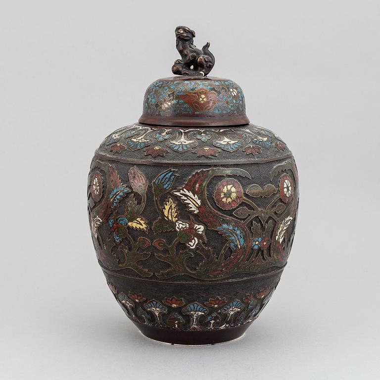 A Chinese bronze and enamelled vase, 20th century.