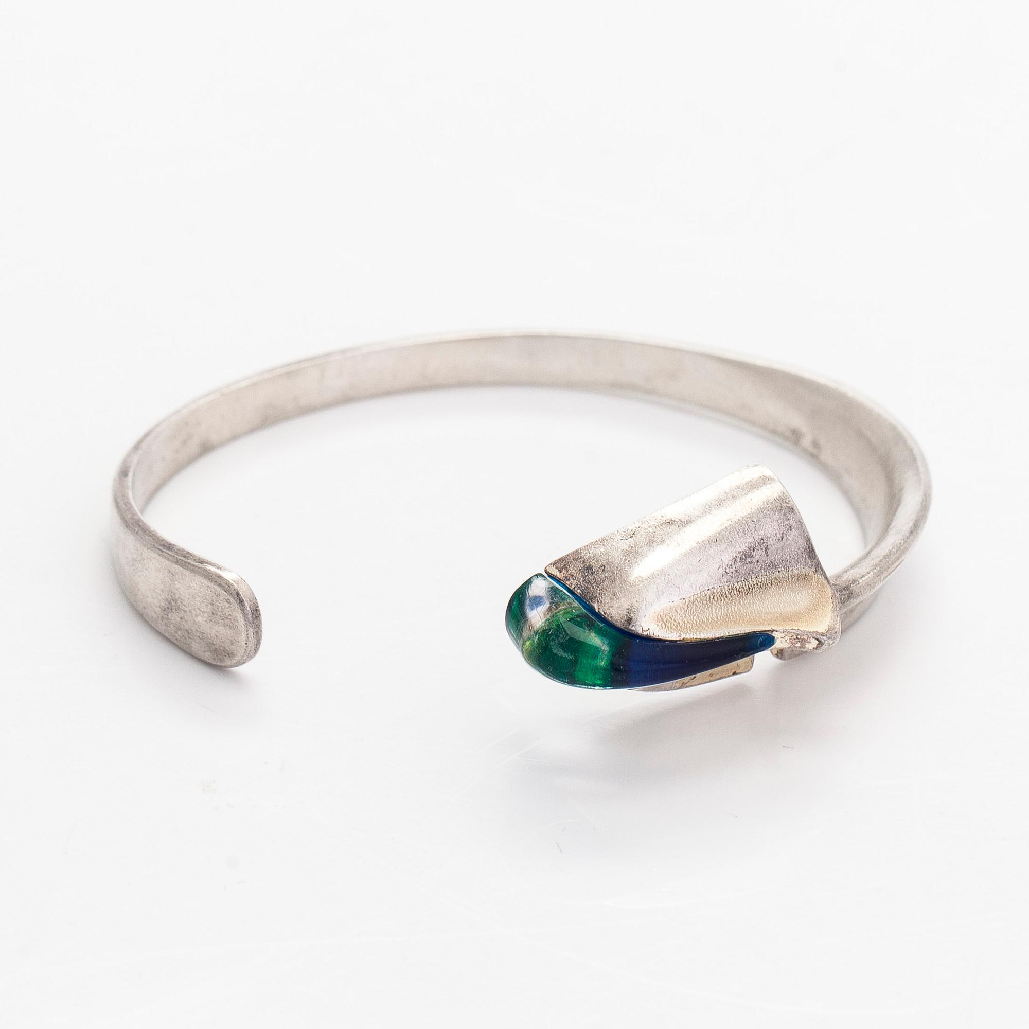 Björn Weckström, a sterling silver and acrylic 'Salamander' bracelet. Lapponia 1975.