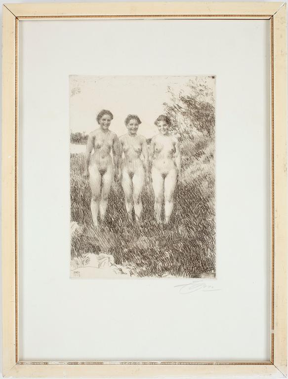 ANDERS ZORN, etsning, dat i plåten 1913, sign.