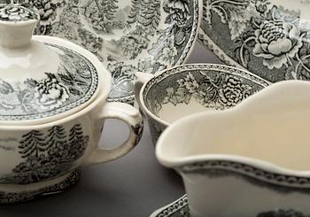 SERVISDELAR, 68 delar, ferrafajans, "Landskap" Reinhard Richter, Arabia 1932-1949.