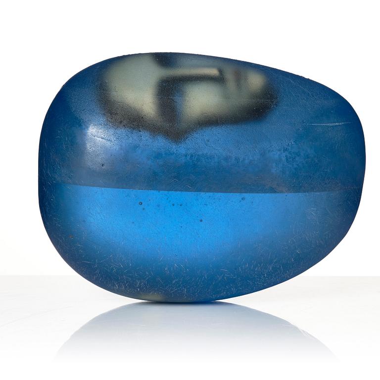 Bertil Vallien, a unique sand cast glass sculpture, 'Resting head', Kosta Boda, Sweden.