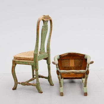 STOLAR, 1 par, senbarock, 1700-tal.