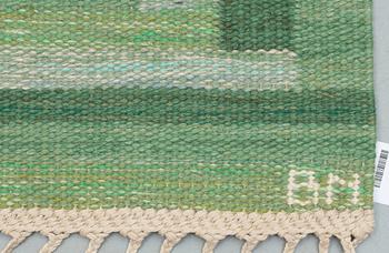 RUG. "Ostia grön". Flat weave. 203 x 141 cm. Signed AB MMF BN.