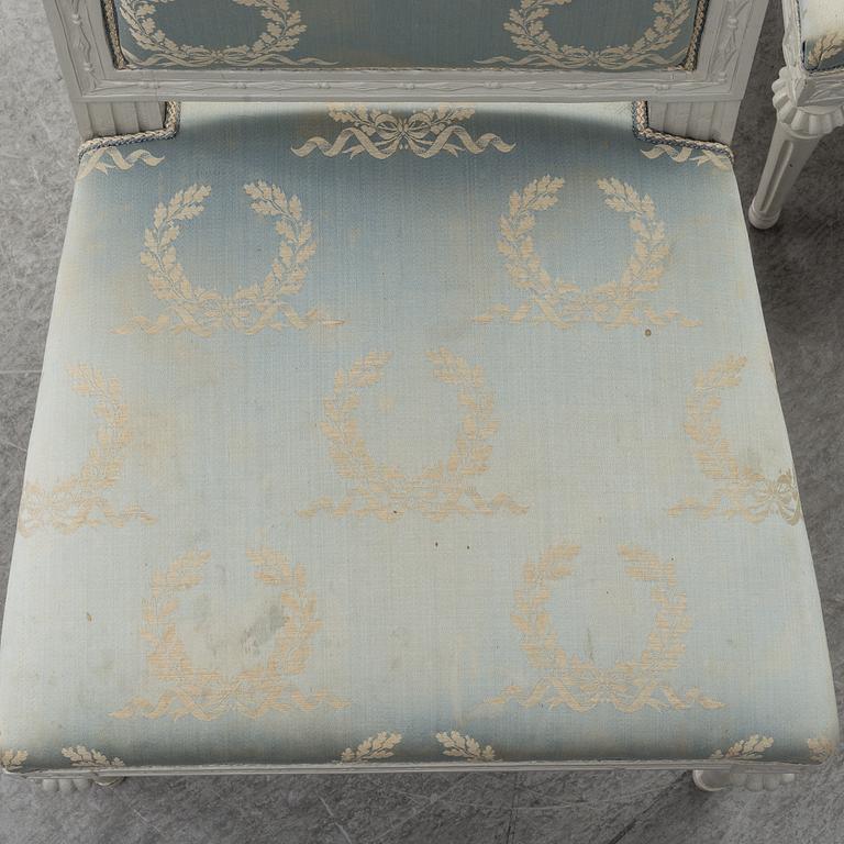 A pair of late Gustavian chairs, circa 1800.