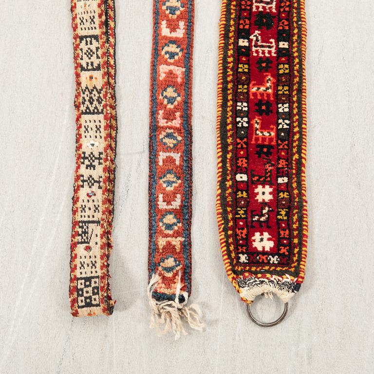Rug bands 5 pcs Kashgai/Bachtiari and Bidjar semi-antique/antique.