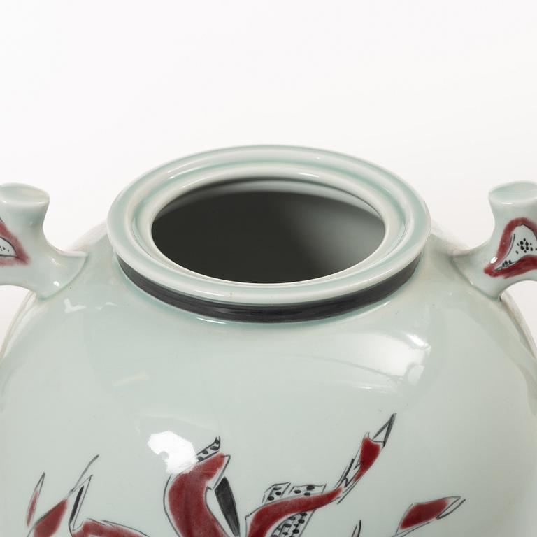 Thorkild Olsen, a porcelain urn with cover, Royal Copenhagen, Denmark, dated 1952.