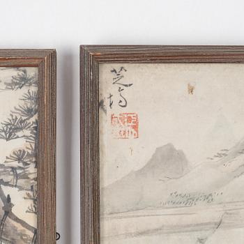 Unidentified artist, seven watercolour paintings, probably Korean first part of the 20th century.