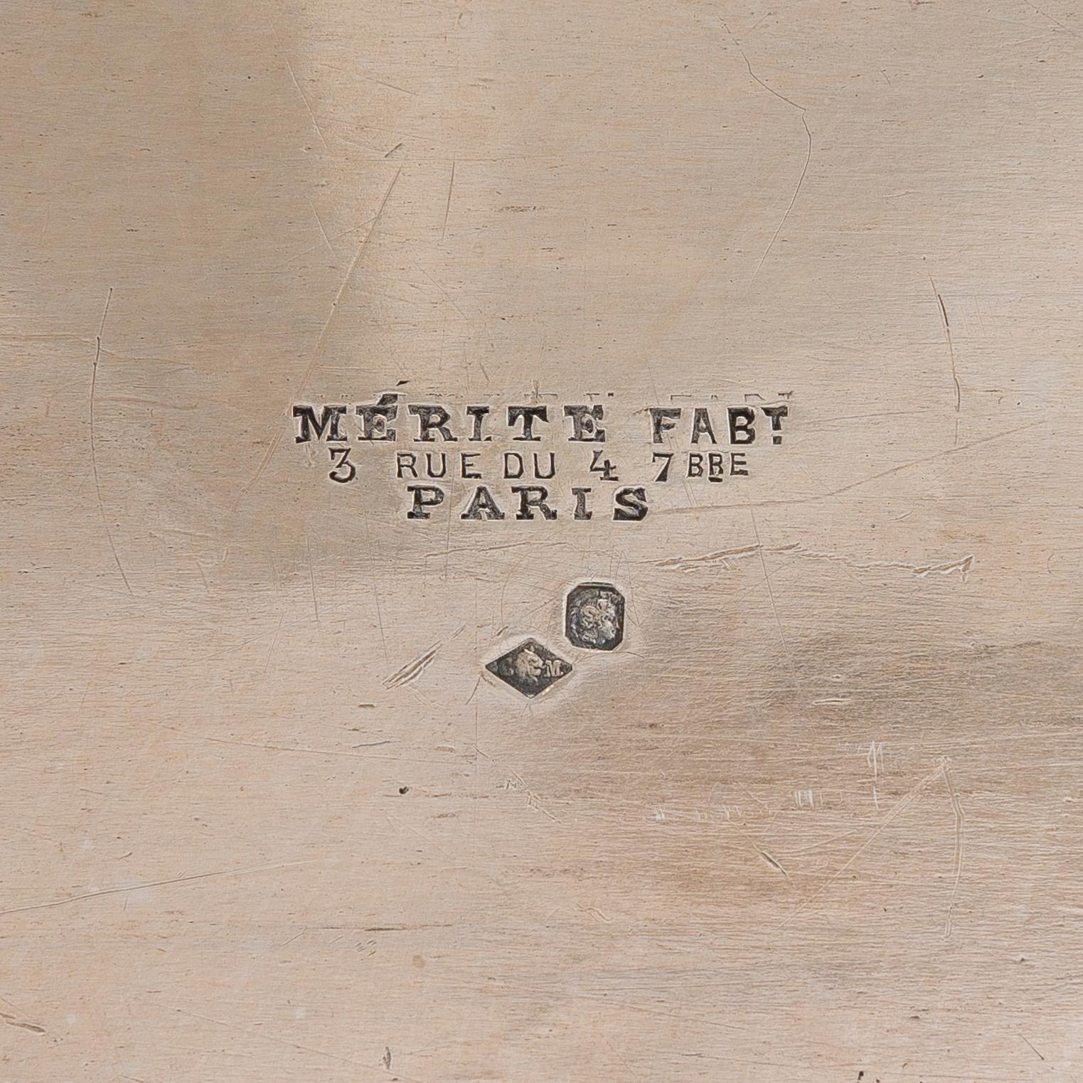 A French silver tray, maker's mark of Charles Mérite, before year 1892.