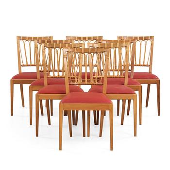 147. Josef Frank, A set of eight Josef frank walnut and rattan chairs, Svenskt Tenn, model 1165.