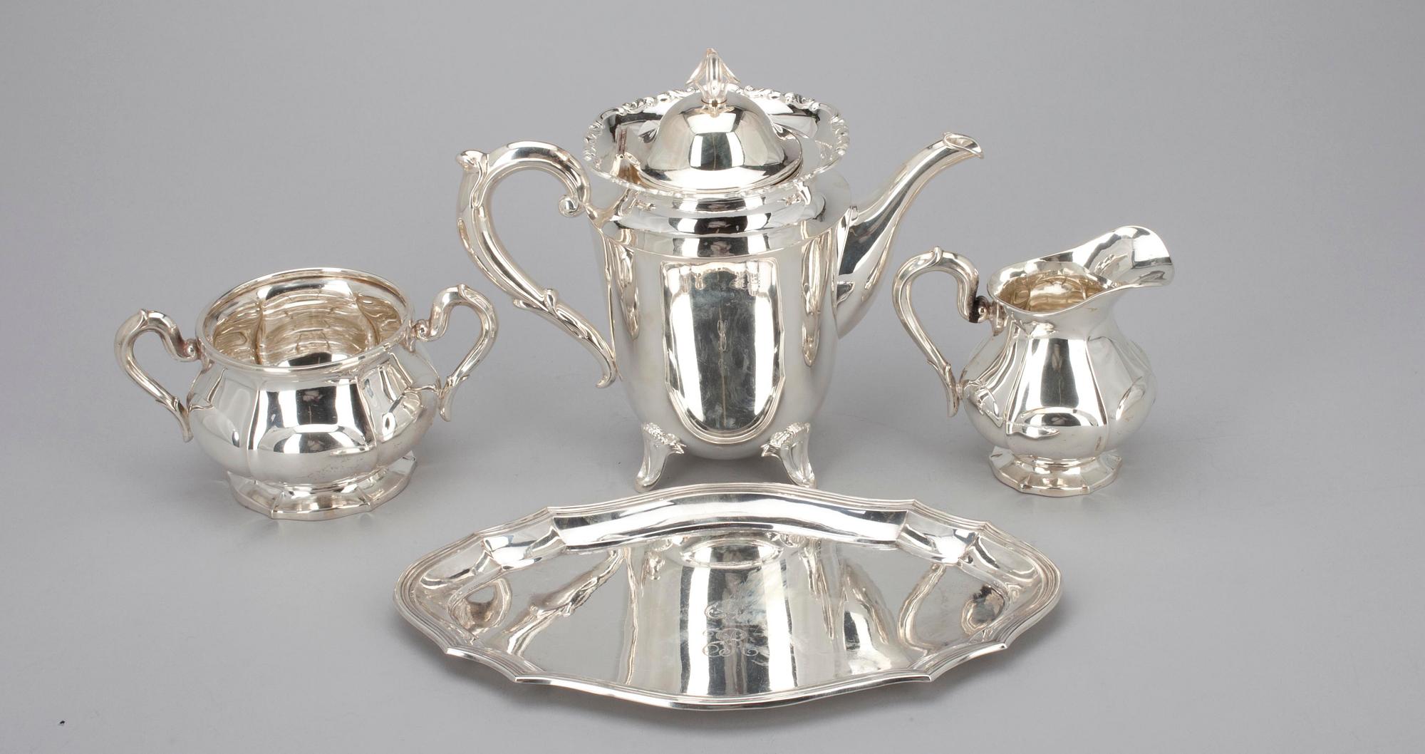 KAFFESERVIS, 4 delar. 830 silver. Vikt 929 g.