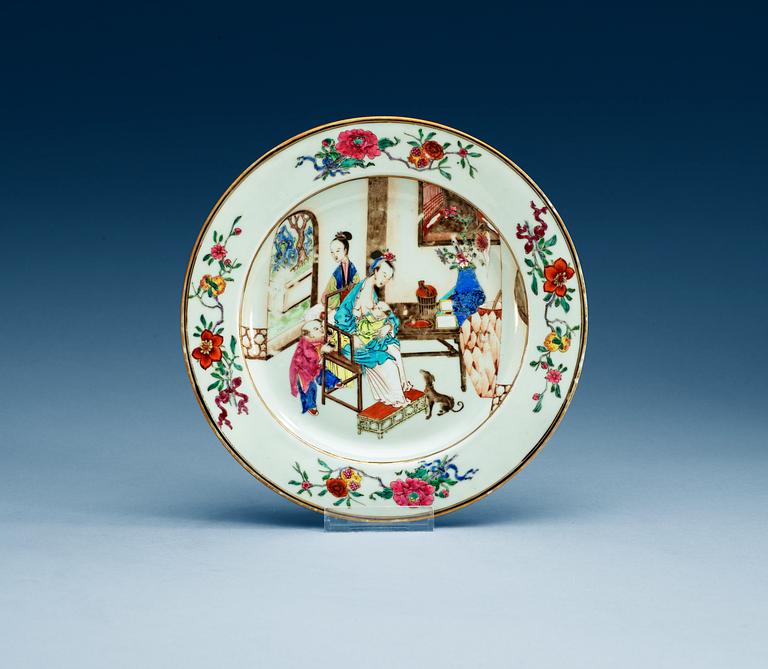 TALLRIK, kompaniporslin. Qing dynastin, Qianlong (1736-95).