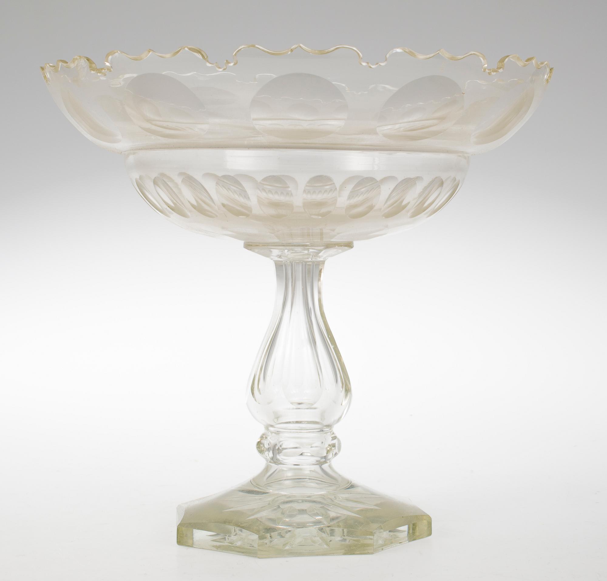 FAT SAMT SKÅL PÅ FOT, glas, 1800-talets andra hälft.