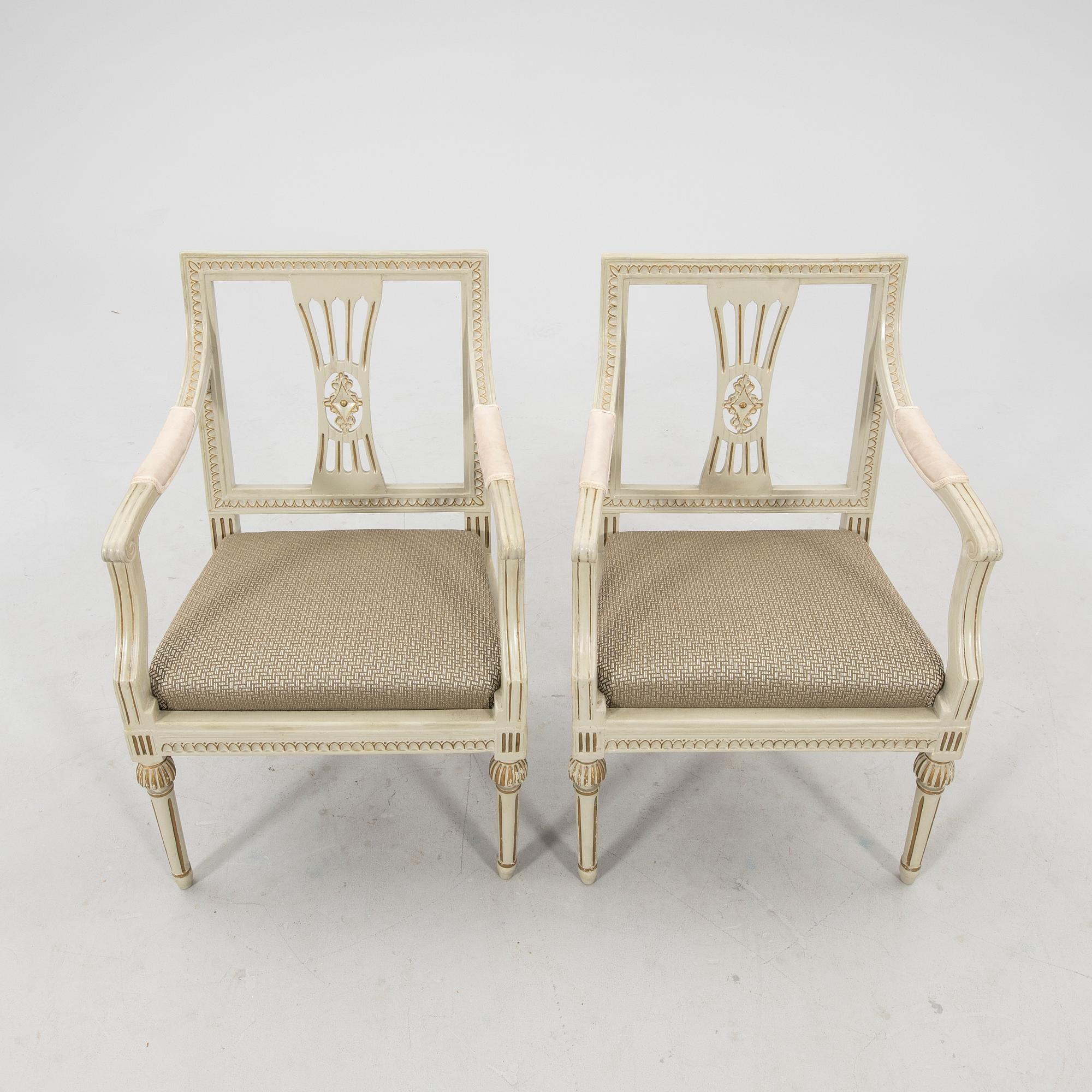 Pair of Sengustavian armchairs, early 19th century.