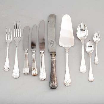 BESTICK, 82 snarlika delar, nysilver, 1900-tal.